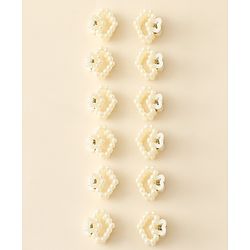 Pine Kids Heart Shaped Hair Clips Pack of 12 - Off White