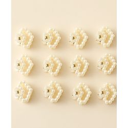Pine Kids Heart Shaped Hair Clips Pack of 12 - Off White