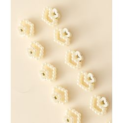 Pine Kids Heart Shaped Hair Clips Pack of 12 - Off White