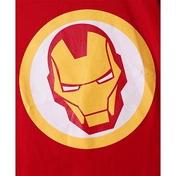 Pine Kids Marvel Terry Knit Half Sleeves Drop Shoulder Light Oversize T-Shirt With Iron Man Graphic & Gold Foil Detailing - Red