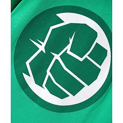 Pine Kids Marvel Terry Knit Half Sleeve Drop Shoulder T-Shirt With Hulk Graphic & Gold Foil Detailing - Green