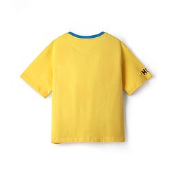 Pine Kids Marvel  Terry Knit Half Drop Shoulder Sleeves T-Shirt with Thor Graphic Gold Foil Detailing - Yellow