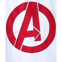 Pine Kids Marvel Light Terry Knit Half Drop Shoulder Sleeves Oversized T-Shirt with Avengers Graphics & Gold Foil Detailing - White