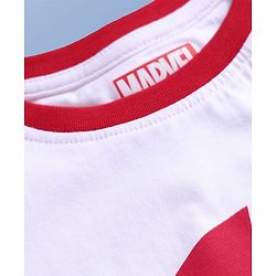Pine Kids Marvel Light Terry Knit Half Drop Shoulder Sleeves Oversized T-Shirt with Avengers Graphics & Gold Foil Detailing - White