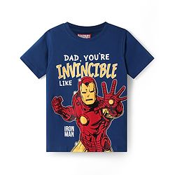 Pine Kids Marvel Single Jersey Knit Half Sleeves Iron Man Graphic T-Shirt - Blue