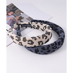 Pine Kids Free Size Hair Bands With Cheetah Print Pack Of 2 - Beige & Blue