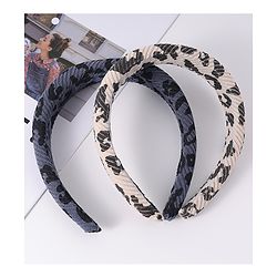 Pine Kids Free Size Hair Bands With Cheetah Print Pack Of 2 - Beige & Blue