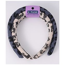 Pine Kids Free Size Hair Bands With Cheetah Print Pack Of 2 - Beige & Blue