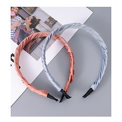 Pine Kids Free Size Solid Coloured Hair Bands Pack Of 2 -Grey & Light Red