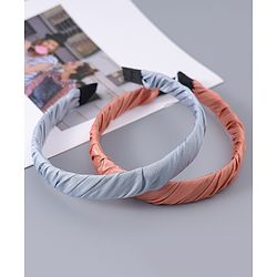 Pine Kids Free Size Solid Coloured Hair Bands Pack Of 2 -Grey & Light Red