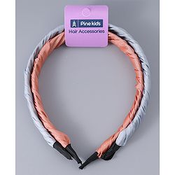 Pine Kids Free Size Solid Coloured Hair Bands Pack Of 2 -Grey & Light Red