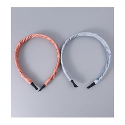 Pine Kids Free Size Solid Coloured Hair Bands Pack Of 2 -Grey & Light Red