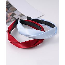 Pine Kids Free Size Hair Bands With Braids Detailing Pack Of 2 - Red & White