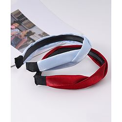 Pine Kids Free Size Hair Bands With Braids Detailing Pack Of 2 - Red & White