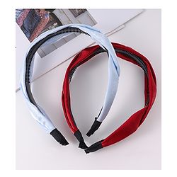 Pine Kids Free Size Hair Bands With Braids Detailing Pack Of 2 - Red & White