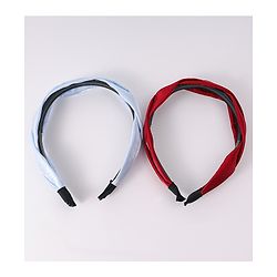 Pine Kids Free Size Hair Bands With Braids Detailing Pack Of 2 - Red & White