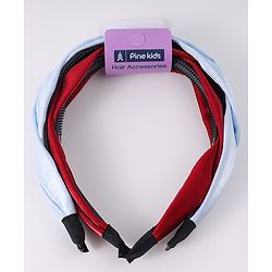 Pine Kids Free Size Hair Bands With Braids Detailing Pack Of 2 - Red & White