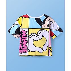 Pine Kids Marvel Terry Knit Half Drop Shoulder Sleeves T-Shirt with Minnie & Friends Graphics - White