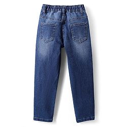 Pine Kids Denim Woven Full Length Washed Jeans With Text Print - Blue