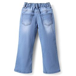 Pine Kids Denim Woven Full Length Washed Jeans With Butterfly Embroidery - Blue