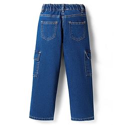 Pine Kids Denim Woven Full Length Jeans with Venice Beach Text Print - Navy Blue