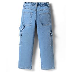 Pine Kids Denim Woven Full Length Washed Jeans with Pockets - Light Blue