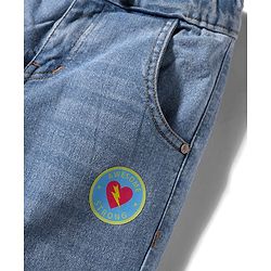 Pine Kids Denim Woven Full Length Jeans With Text Print - Blue