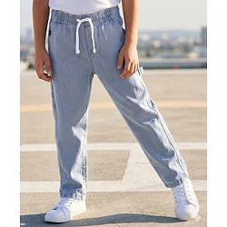 Pine Kids Woven Full Length Washed Denim Jeans - Light Blue