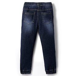 Pine Kids Denim Full Length Washed Jeans With Text Print - Navy Blue