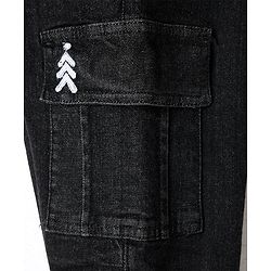 Pine Kids Denim Woven Full Length Washed Jeans with Pocket - Black