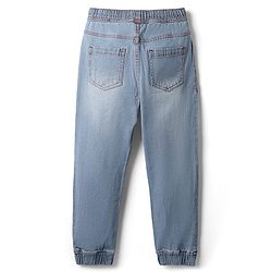 Pine Kids Denim Full Length Washed Jeans With Dino Print - Light Blue.
