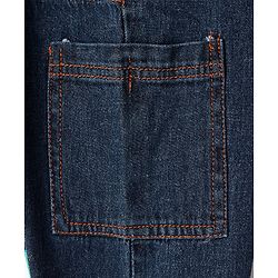 Pine Kids Denim Woven Full Length Washed Jeans With Text Print - Navy Blue