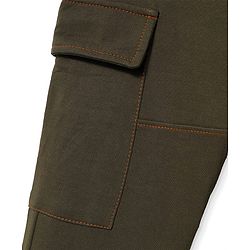 Pine Kids Cotton Knit Full Length Lounge Pant With Skating Print & Cargo Pockets - Olive Green