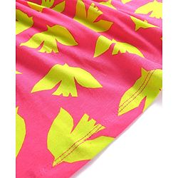 Pine Kids Cotton Knit Half Sleeves Frock with Birds Print - Dark Pink