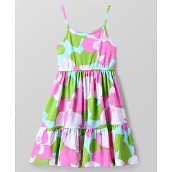 Pine Kids Cotton Knit Singlet Sleeves Frock with Floral Print - Purple