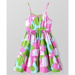 Pine Kids Cotton Knit Singlet Sleeves Frock with Floral Print - Purple