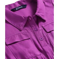 Pine Kids Rayon Woven Half Sleeves Solid Color Shirt Dress - Purple