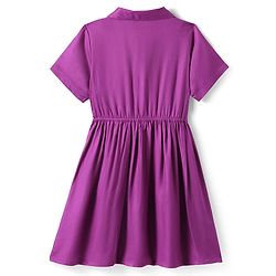 Pine Kids Rayon Woven Half Sleeves Solid Color Shirt Dress - Purple