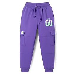 Pine Kids Knit Full Length Lounge Pant with Text Print - Purple