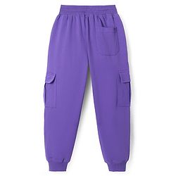 Pine Kids Knit Full Length Lounge Pant with Text Print - Purple