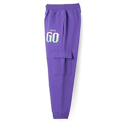Pine Kids Knit Full Length Lounge Pant with Text Print - Purple