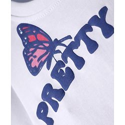 Pine Kids Cotton Knit Half Sleeves T-Shirt with Pretty Girl Text Print - White