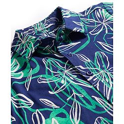 Pine Kids Cotton Knit Half Sleeves Shirt With Floral Print - Navy Blue