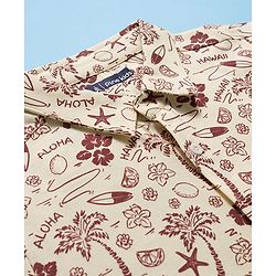 Pine Kids Cotton Knit Half Sleeves Shirt With Tree Print - Beige