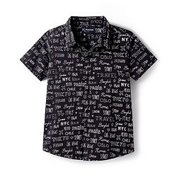 Pine Kids Cotton Knit Half Sleeves Shirt With Text Print - Black