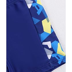 Pine Active Half Raglan Sleeves Printed Two Piece Swimsuit - Navy Blue
