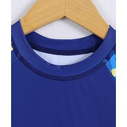 Pine Active Half Raglan Sleeves Printed Two Piece Swimsuit - Navy Blue