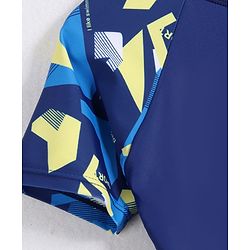Pine Active Half Raglan Sleeves Printed Two Piece Swimsuit - Navy Blue