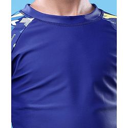 Pine Active Half Raglan Sleeves Printed Two Piece Swimsuit - Navy Blue