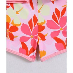 Pine Kids Full Raglan Sleeves Two Piece Swimsuit With Floral Print - Pink